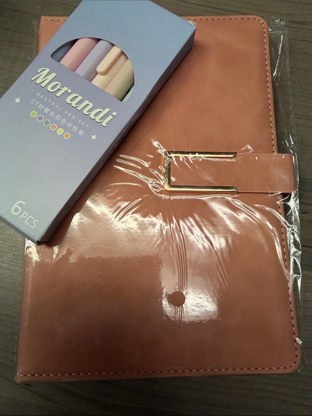 Peach Pink large Faux Leather Planner with Sticker Accents - Picture 3 of 6